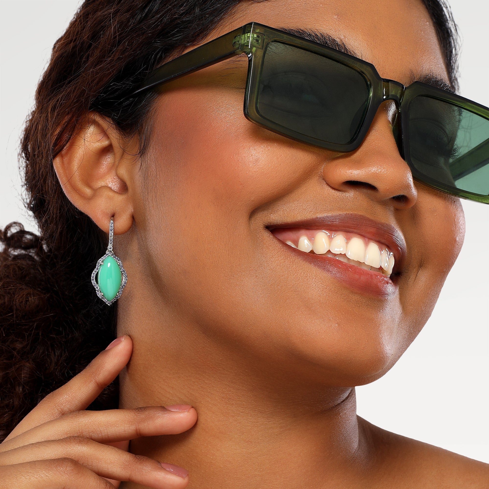 Nora Iolite Chrysoprase Earrings