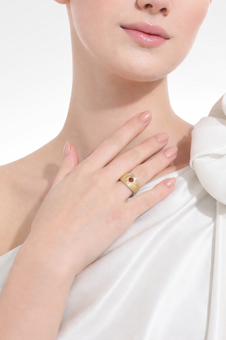 Orla Sterling Silver Checker Quartz Elegant Ring