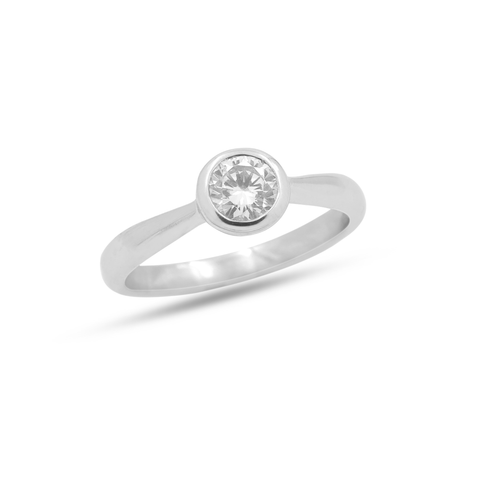 Mia Sterling Silver Round Lab Grown Diamond Ring