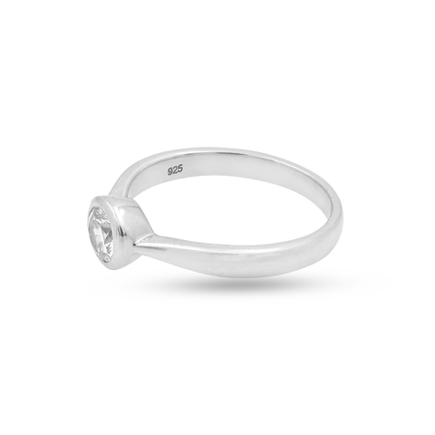 Mia Sterling Silver Round Lab Grown Diamond Ring