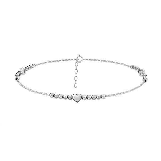 Qela Silver Heart Anklet
