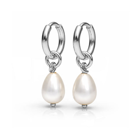 Kate Silver Round Pearl Earrings