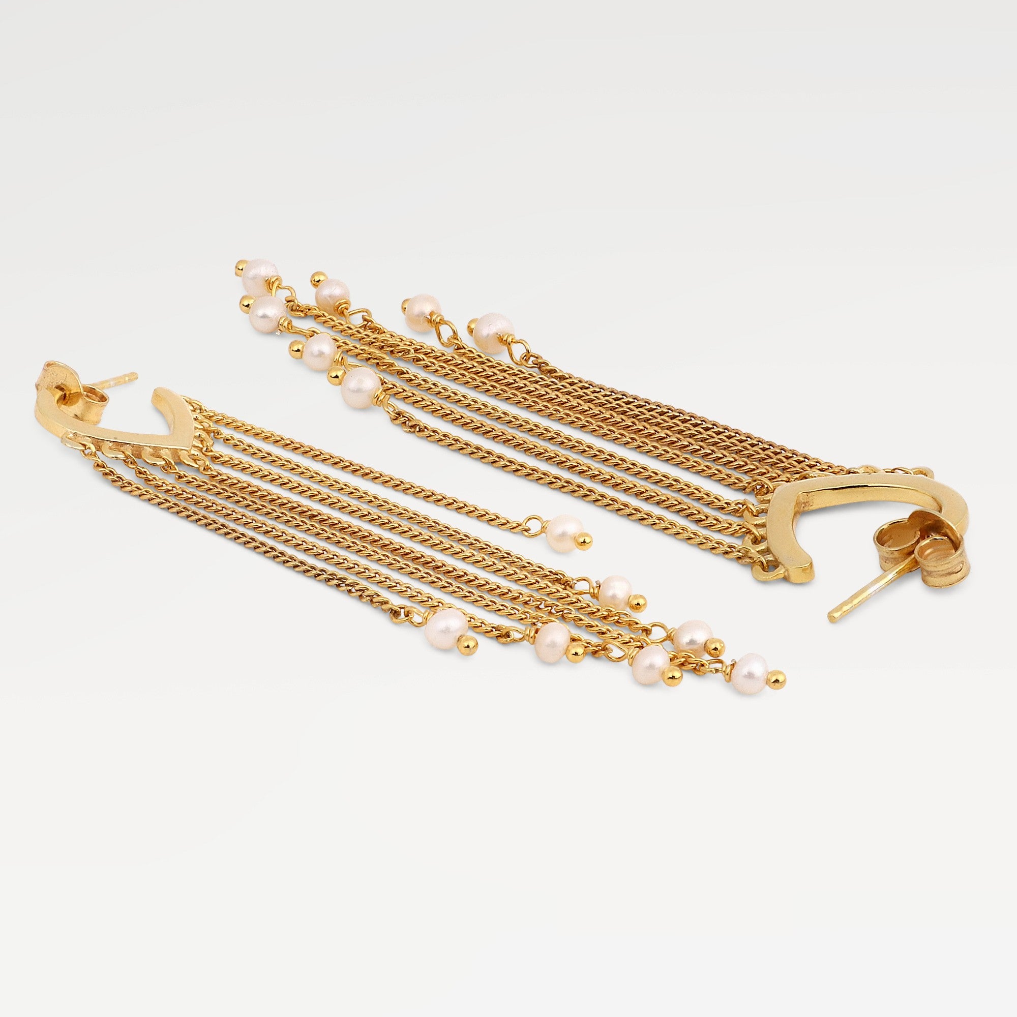 Mia Yellow Gold Plated Roundel Pearl Stud Set