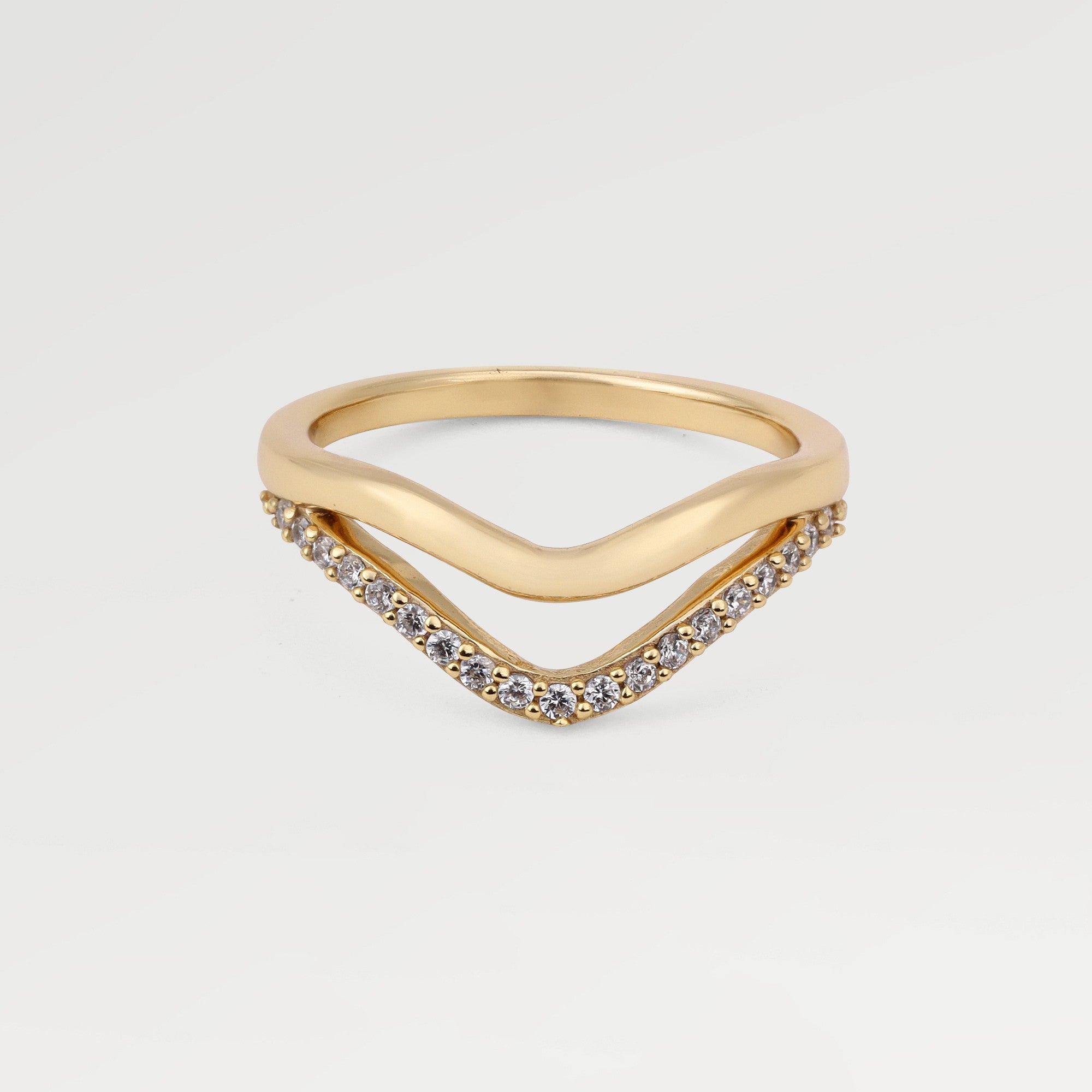 Grace Yellow Gold Plated Pave Twist Zirconia Ring