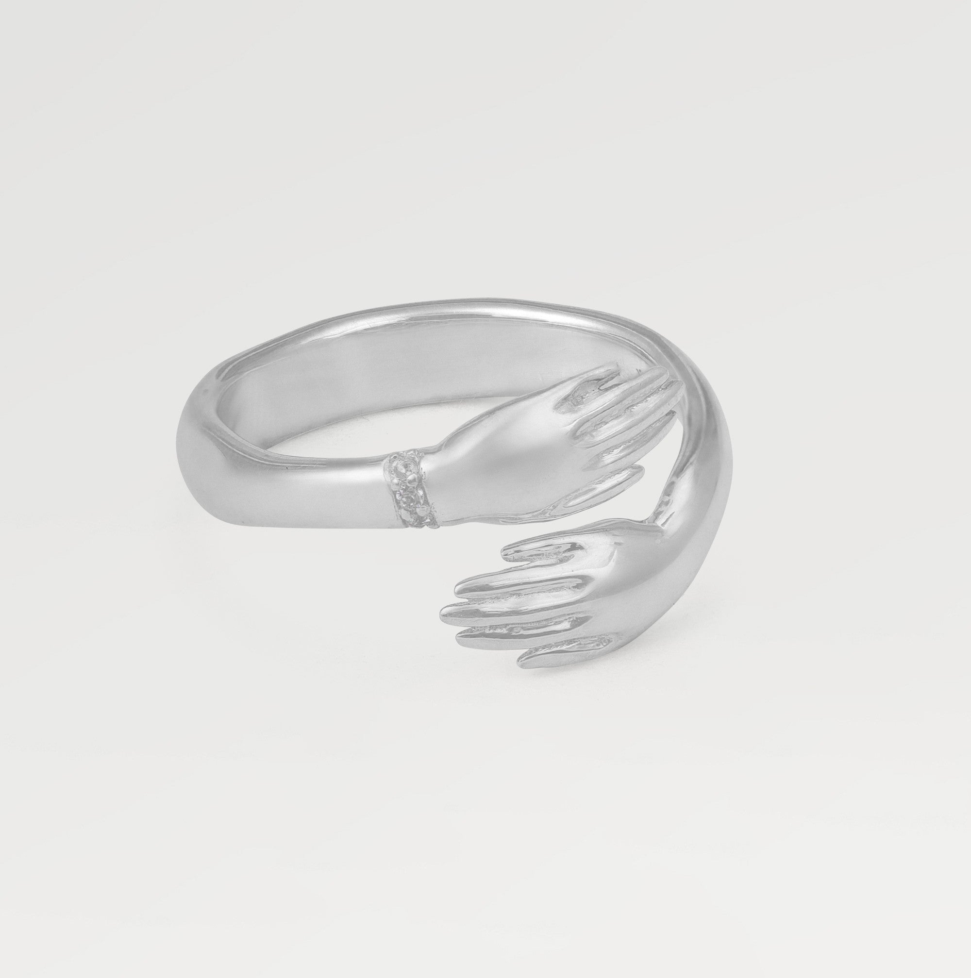 Grace Silver Plated Pave Open Hand Ring
