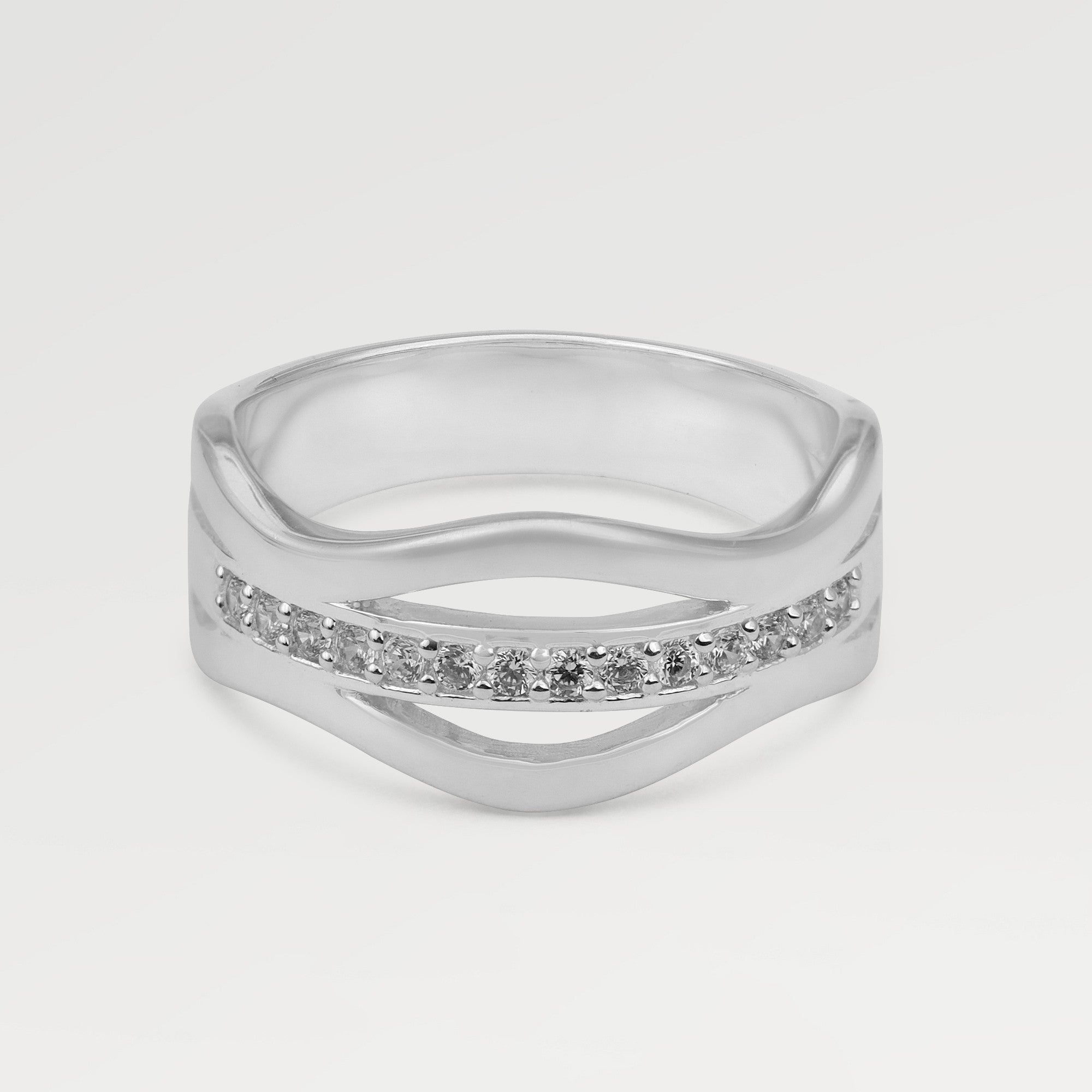 Mia Silver Plated Pave Zirconia Ring