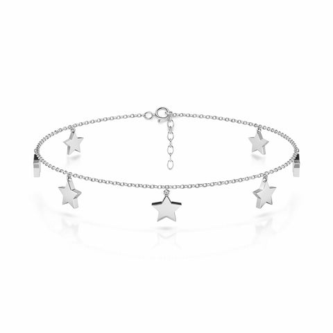 Anvi Silver Star Anklet