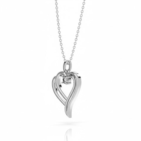 Brin Silver Heart Zirconia Necklace