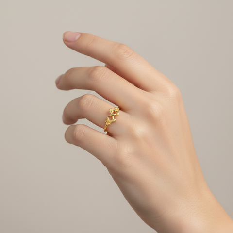 Aery Silver Birds Adjustable Ring