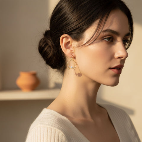 Aila Silver Synthetic Pearl Earrings