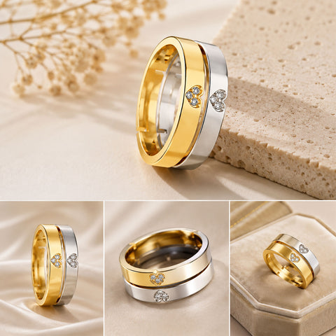 Cova Silver Adjustable Two Tone Ring Set