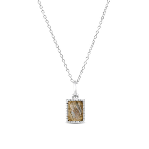 Nora Sterling Silver Baguette Labradorite Pendant