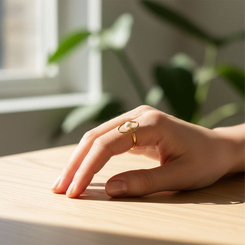 Nora Silver Pearl Adjustable Ring