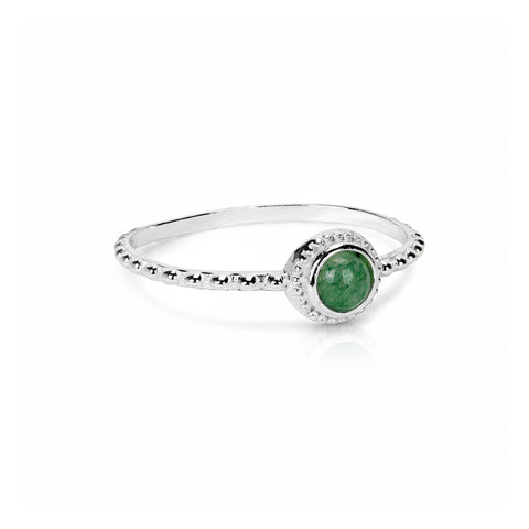 Lily Sterling Silver Round Green Aventurine Ring