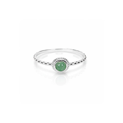 Lily Sterling Silver Round Green Aventurine Ring