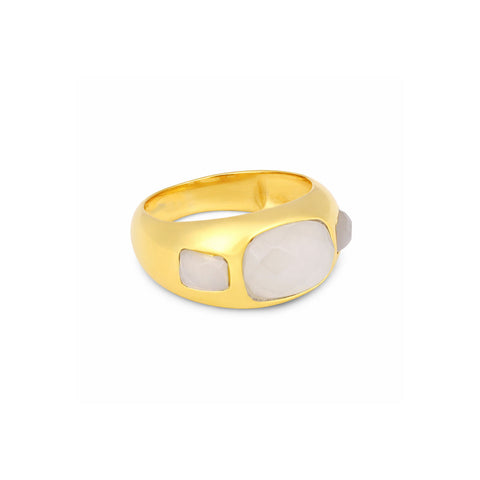 Rosa Sterling Silver White Moon Stone Ring