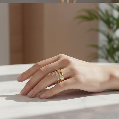 Havi Silver Adjustable Two Tone Ring Set