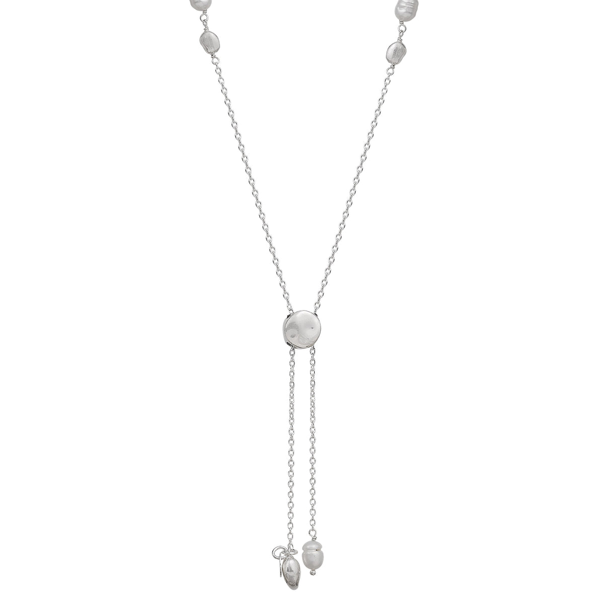 Eva Sterling Silver Oval Pearl Necklace