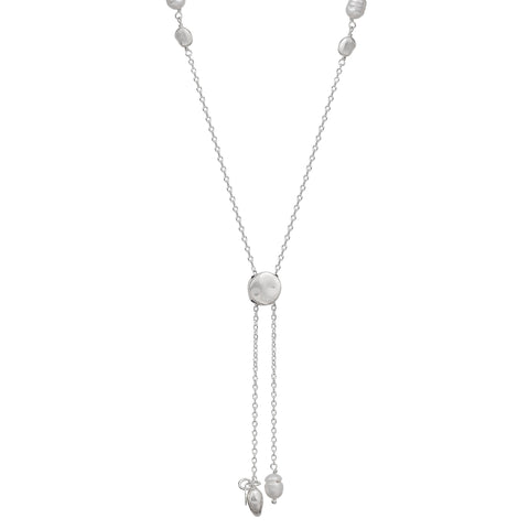 Eva Sterling Silver Oval Pearl Necklace