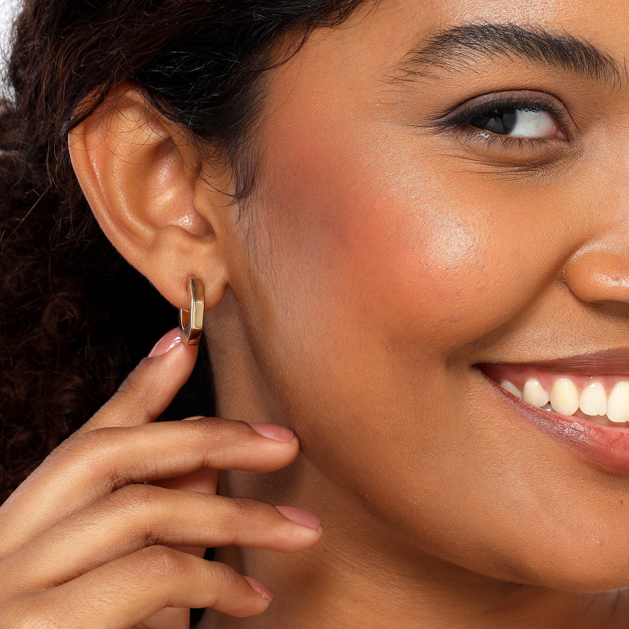 Ruby Plain C Hoop Stud Earrings