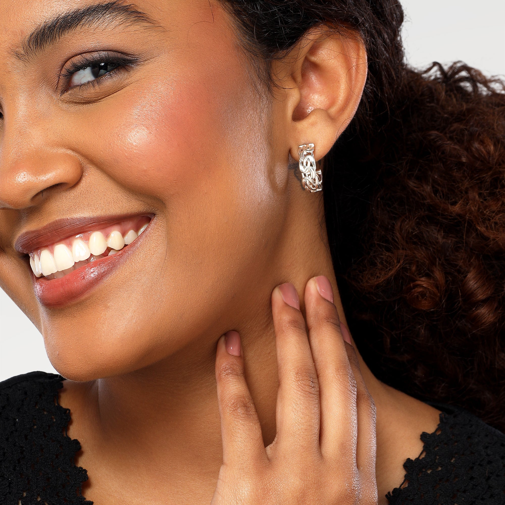 Mia Cobweb C Hoop Stud Earrings