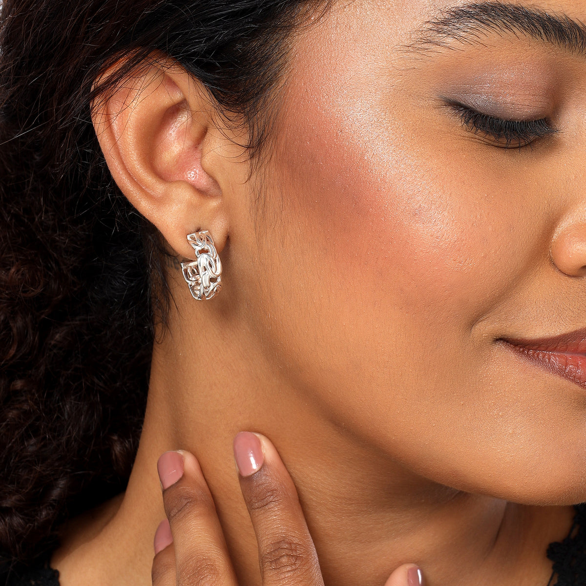 Mia Cobweb C Hoop Stud Earrings