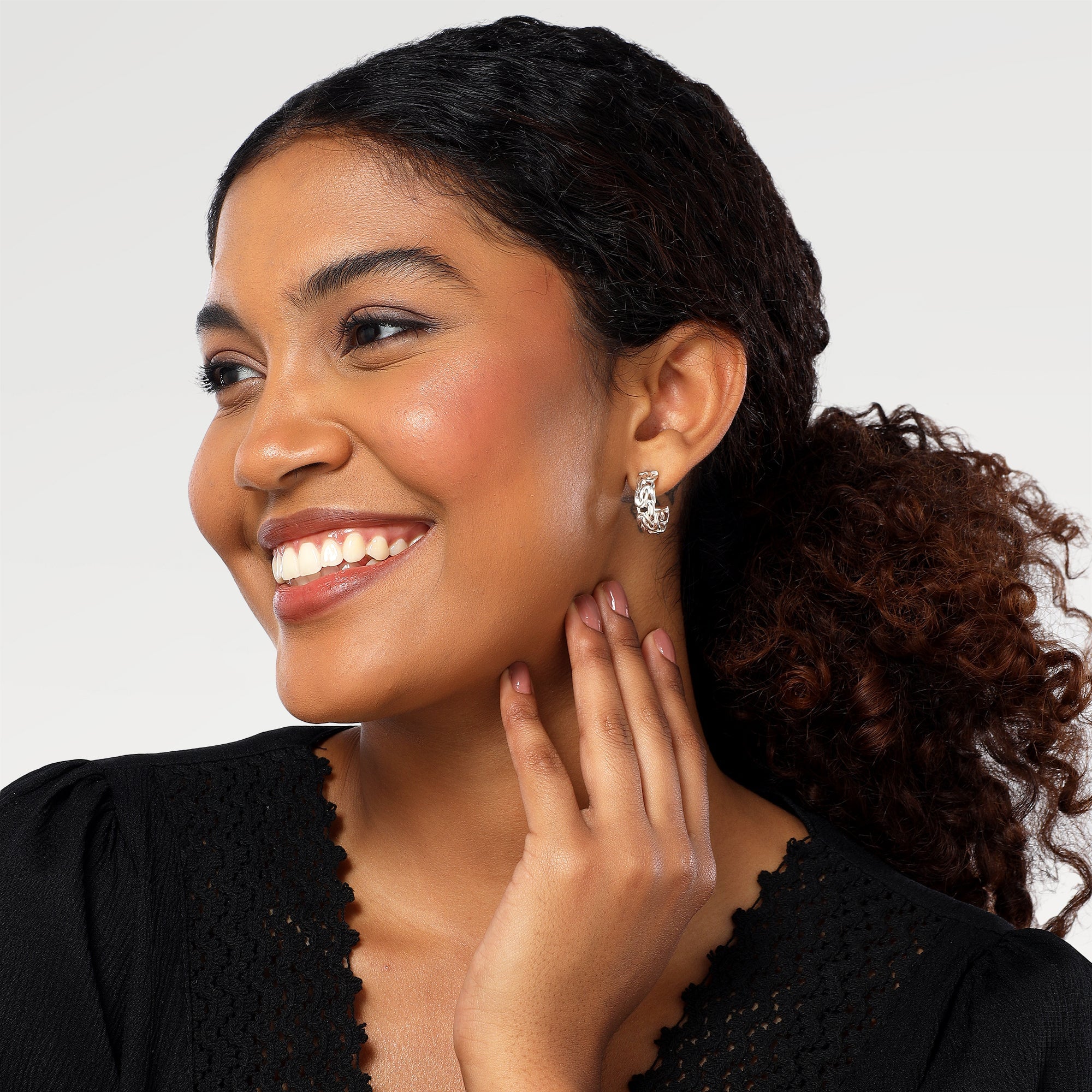 Mia Cobweb C Hoop Stud Earrings