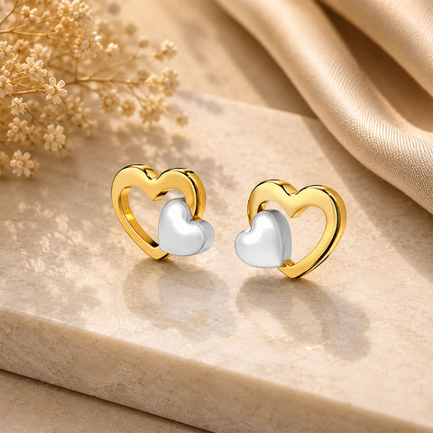 Ceyo Silver Two Tone Earrings