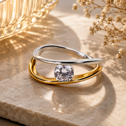 Nela Two Tone  Adjustable Ring