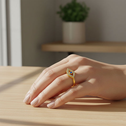 Veya Silver Adjustable Evil Eye Ring