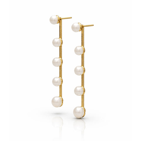 Anna Silver Round Pearl Earrings
