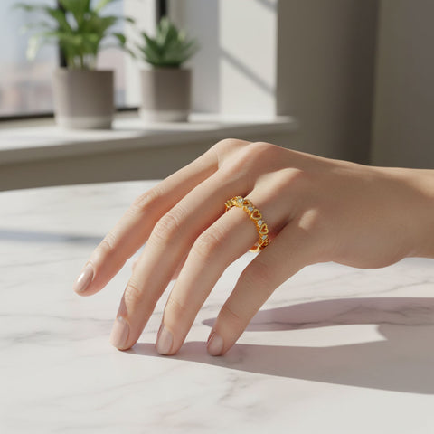 Dami Silver Heart Zirconia Adjustable Ring