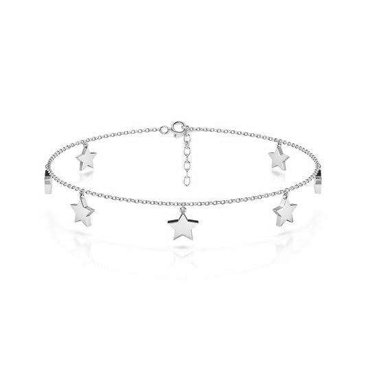 Anvi Silver Star Anklet