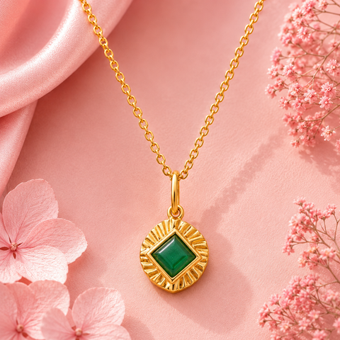 Anna Silver Emerald Pendant