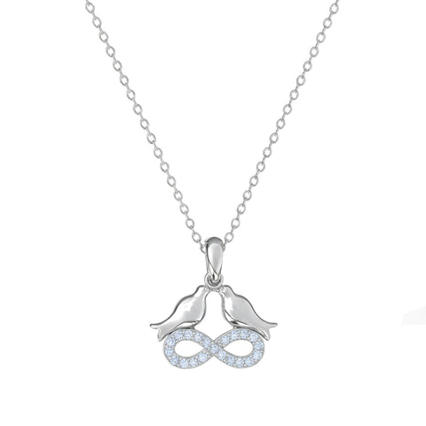 Cera Silver Zirconia Bird Necklace