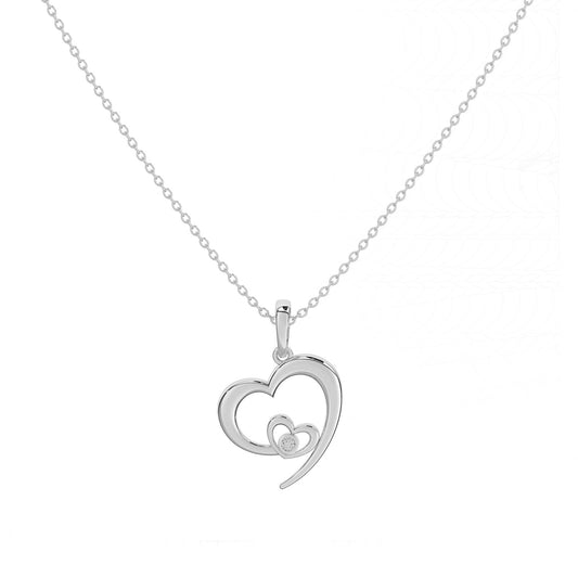 Bely Silver Heart Zirconia Necklace
