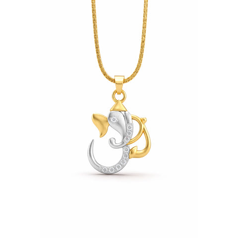 Axto Silver Two Tone Ganesh Necklace