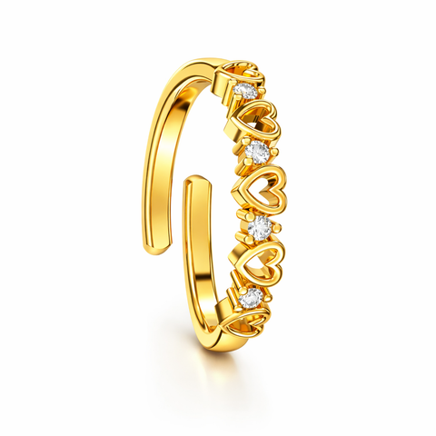 Dami Silver Heart Zirconia Adjustable Ring