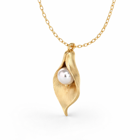 Anna Silver Pearl Leaf Necklace