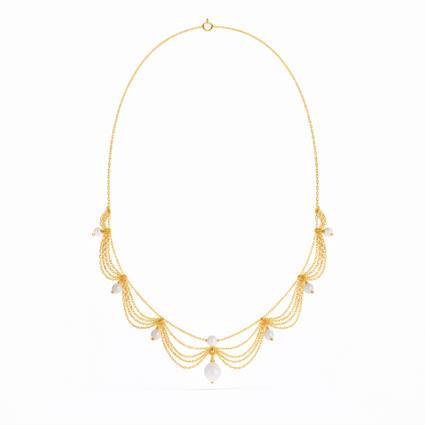 Lily Silver Synthetic Pearl Necklace