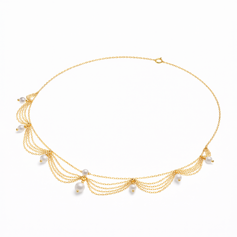 Lily Silver Synthetic Pearl Necklace