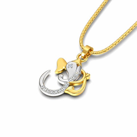 Axto Silver Two Tone Ganesh Necklace