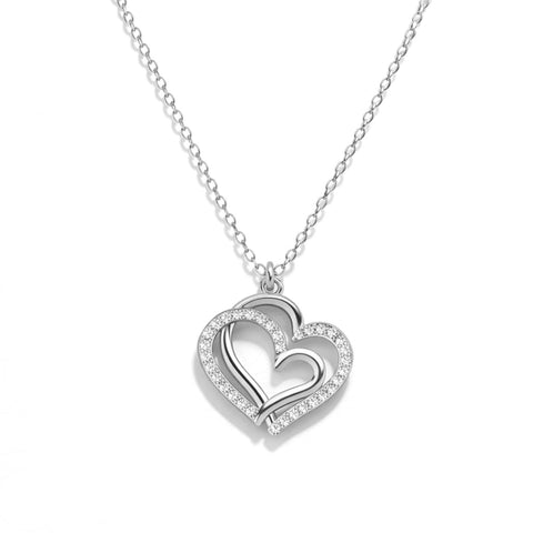 Aoni Silver Heart Zirconia Necklace