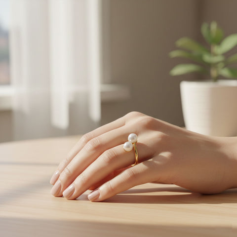 Anna Silver Pearl Adjustable Ring