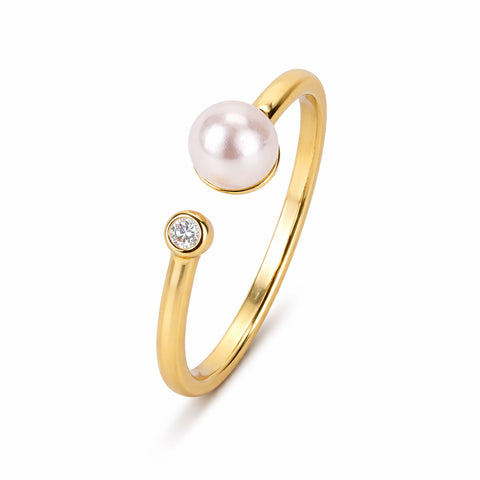 Anna Adjustable Synthetic Pearl Ring
