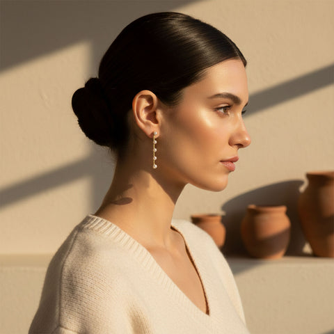 Anna Silver Round Pearl Earrings