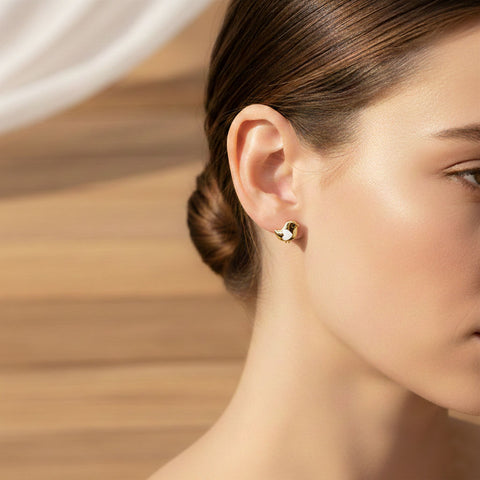 Cila Silver Stud Enamel Earrings