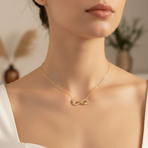 Dami Silver Zirconia Infinity  Necklace