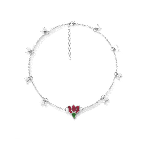 Alyn Silver Lotus Anklet