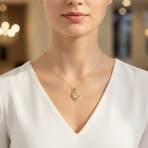 Jela Silver Two Tone Heart Necklace